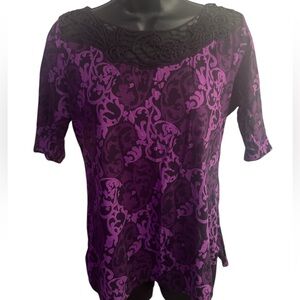 ANN TAYLOR Elegant Purple Crotchet Women's Top